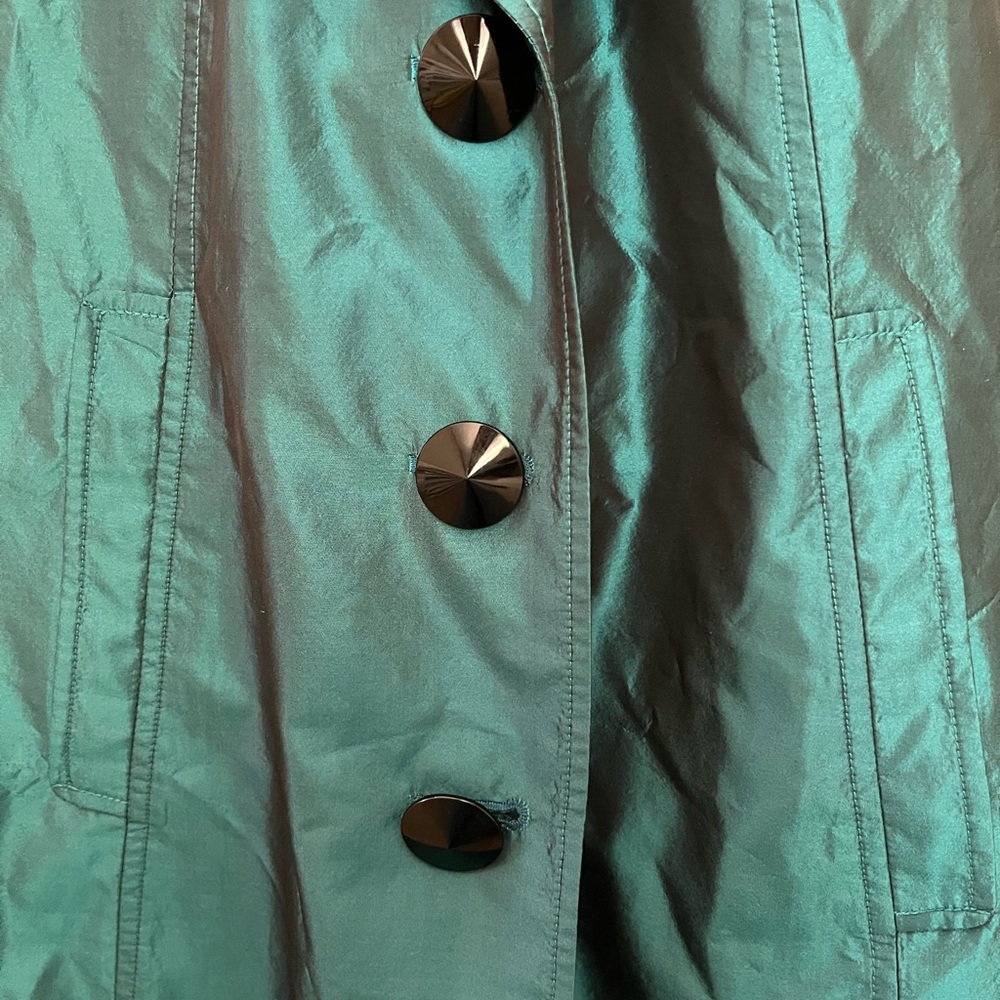 Vintage Silk Teal Women's Coat Size 8/Medium - Picture 3 of 5
